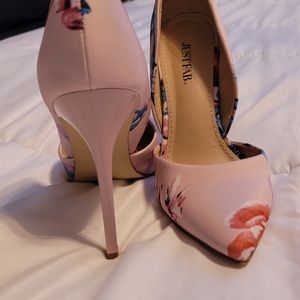 Justfab pink floral high heels